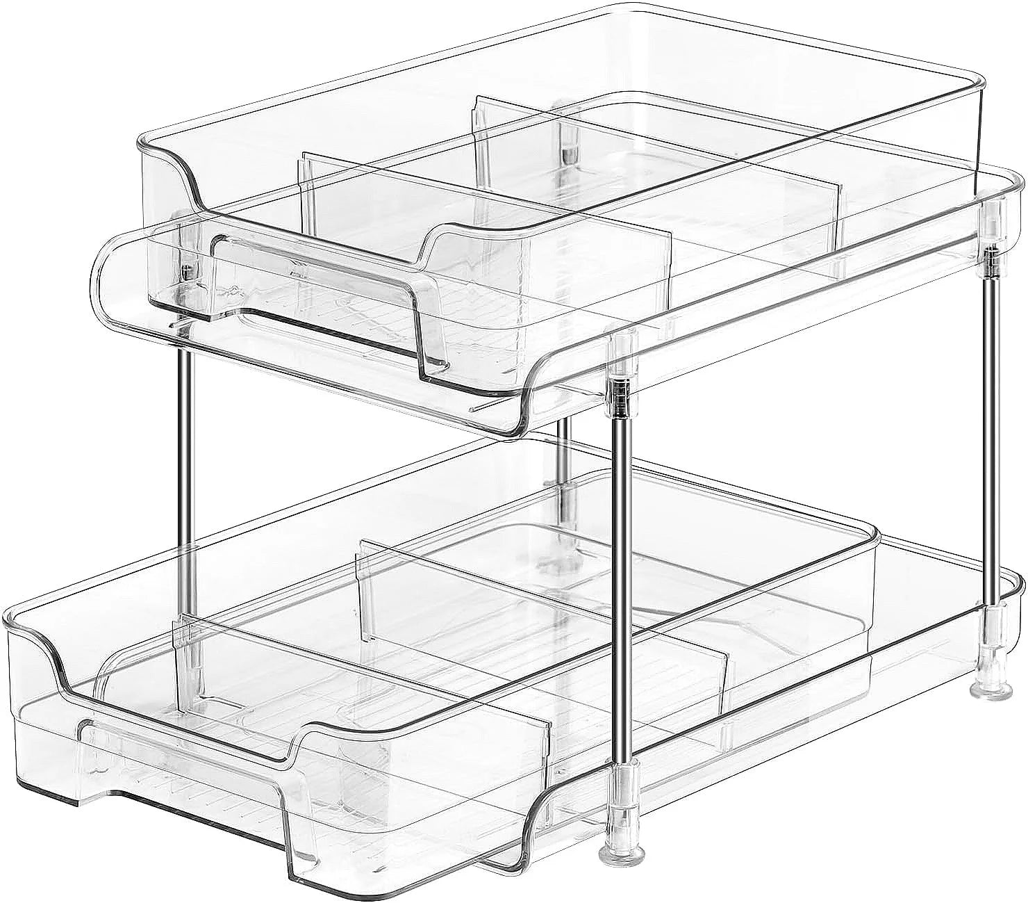 1Pack 2-Tier Bathroom Storage Organizer, Clear Under Sink Organizers Kitchen Vanity Counter Storage Container, Medicine Cabinet