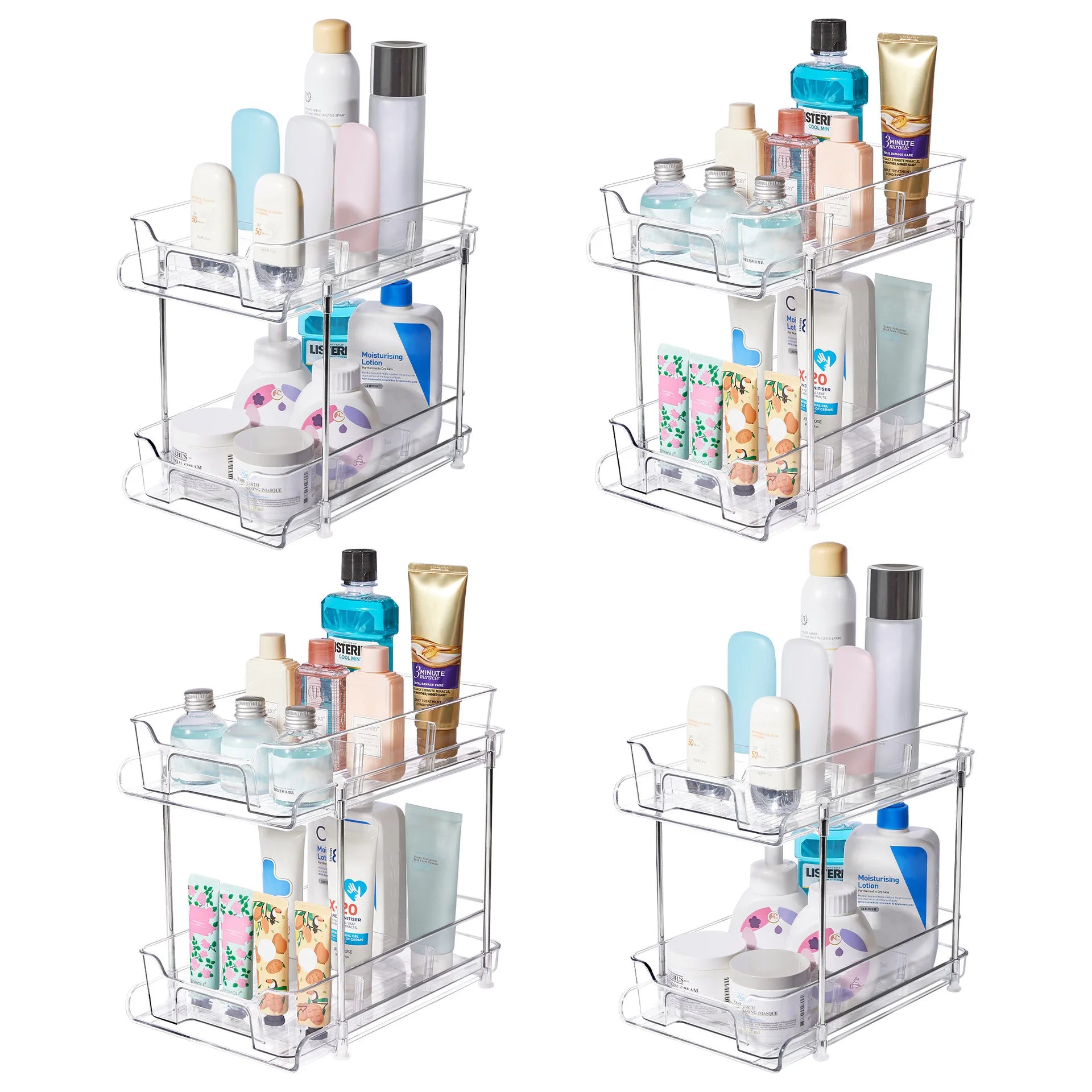 1Pack 2-Tier Bathroom Storage Organizer, Clear Under Sink Organizers Kitchen Vanity Counter Storage Container, Medicine Cabinet