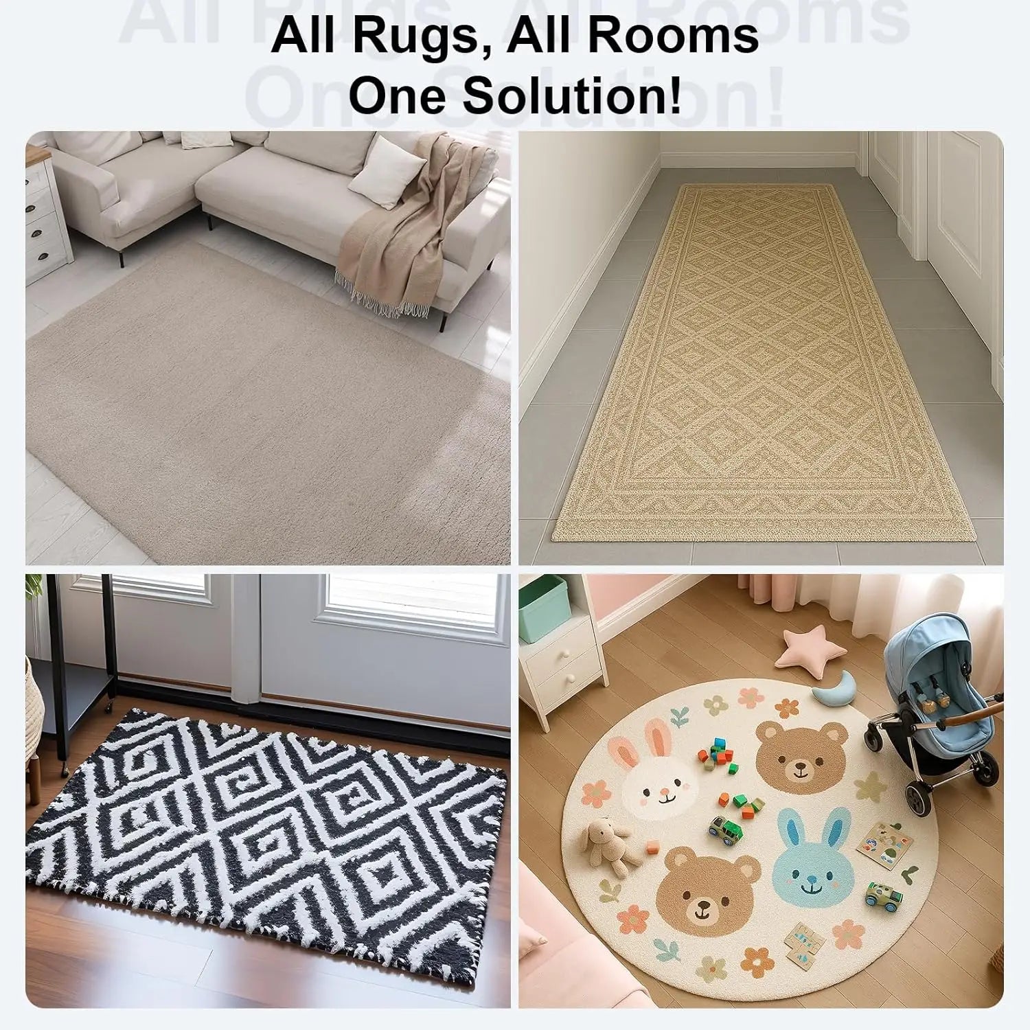 12pcs Home Techpro Double Sided Rug Pad Gripper for Hardwood Floors No Damage,Non Slip Rug Pads, Under Rug Carpet Tape