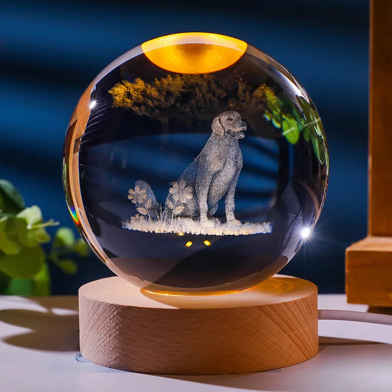 12 Animals Chinese Zodiac Crystal Ball with LED Lighting Sphere Stand Holder Laser Engraving Glass Ball Decoration Photo Props