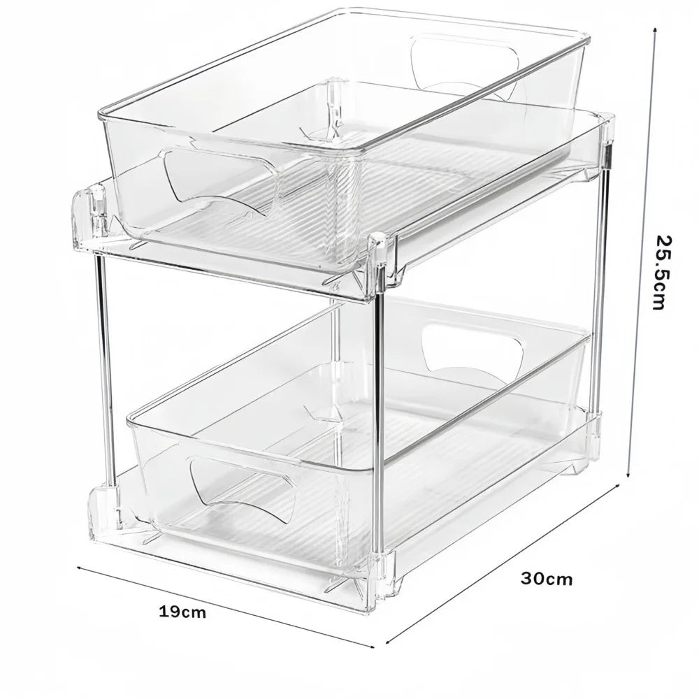 1Pack 2-Tier Bathroom Storage Organizer, Clear Under Sink Organizers Kitchen Vanity Counter Storage Container, Medicine Cabinet