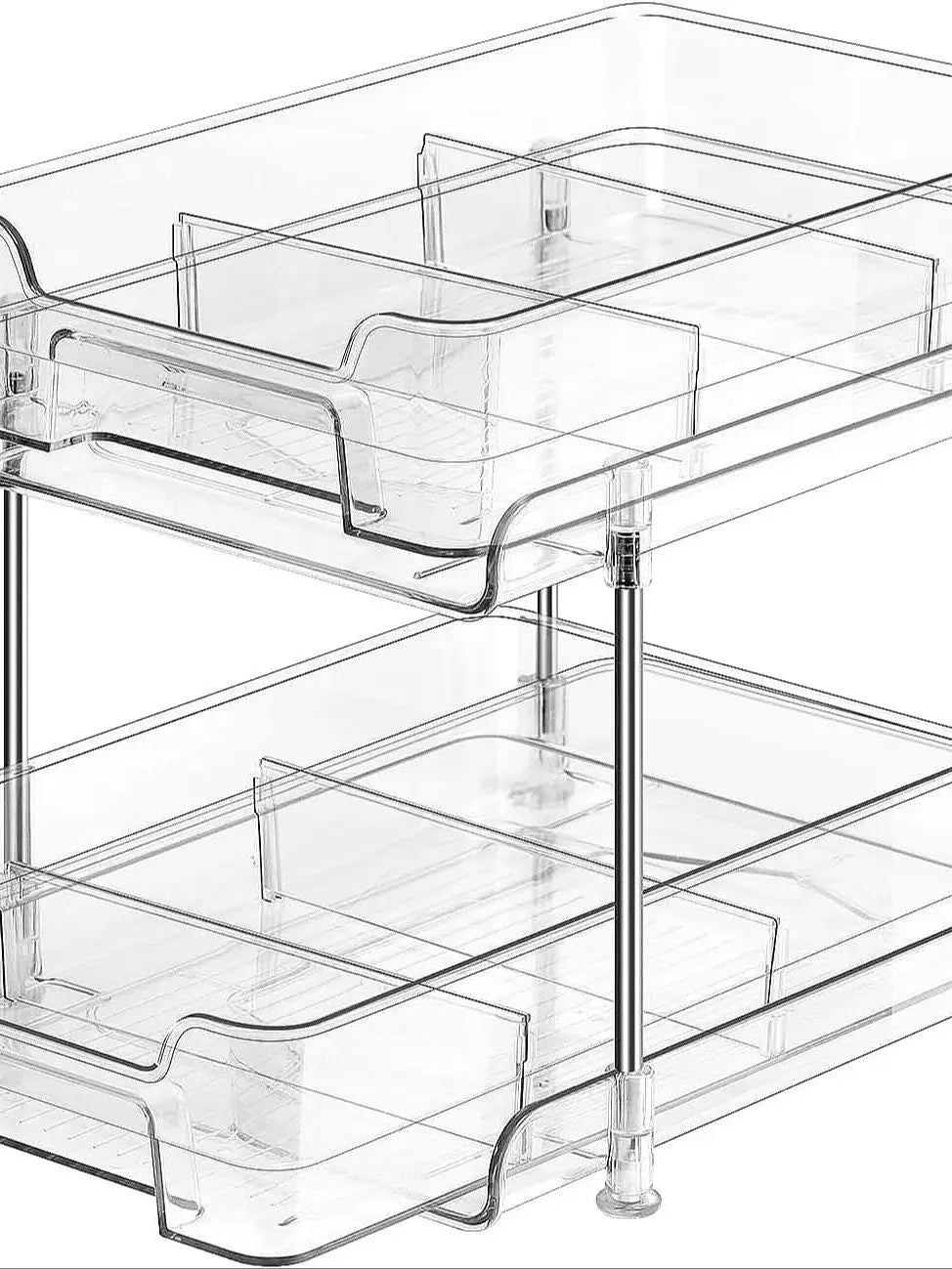 1Pack 2-Tier Bathroom Storage Organizer, Clear Under Sink Organizers Kitchen Vanity Counter Storage Container, Medicine Cabinet