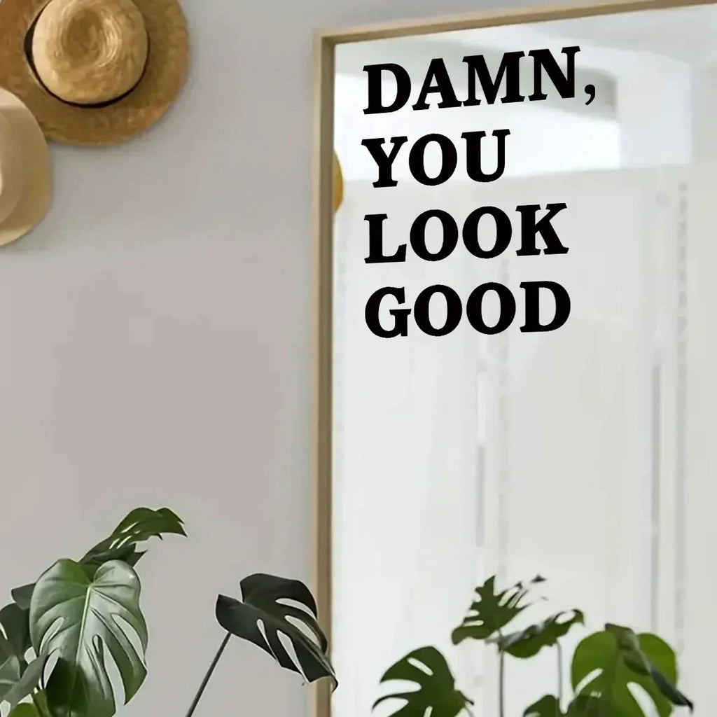 1pc Encouraging Text Mirror Wall Sticker, Home Decor Accessories, Living Room, Children's Bedroom, Decals, Furniture