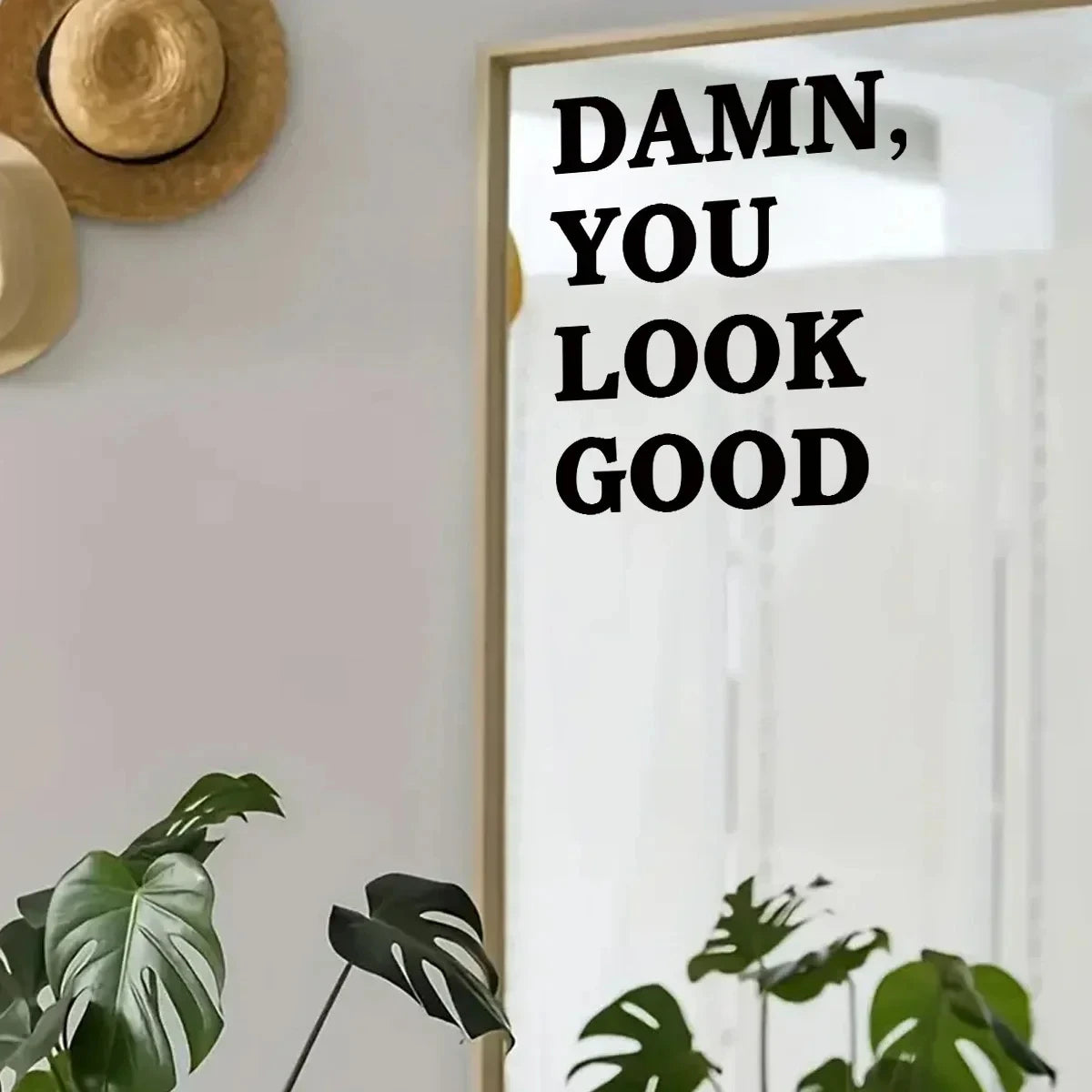 1pc Encouraging Text Mirror Wall Sticker, Home Decor Accessories, Living Room, Children's Bedroom, Decals, Furniture